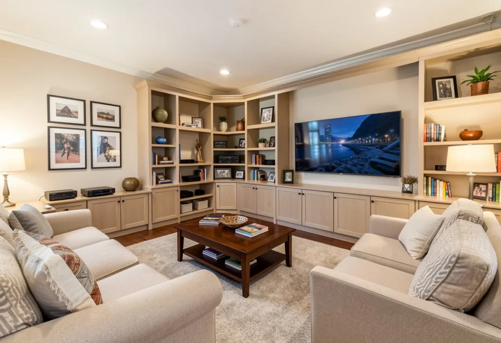 A well-planned media center at home.