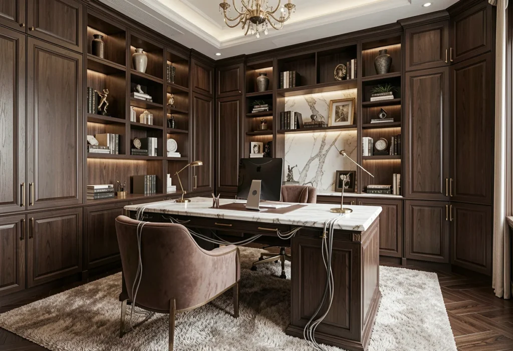 A luxurious custom home office.