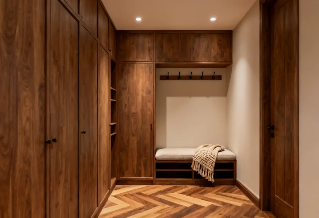An elegant mudroom entryway.