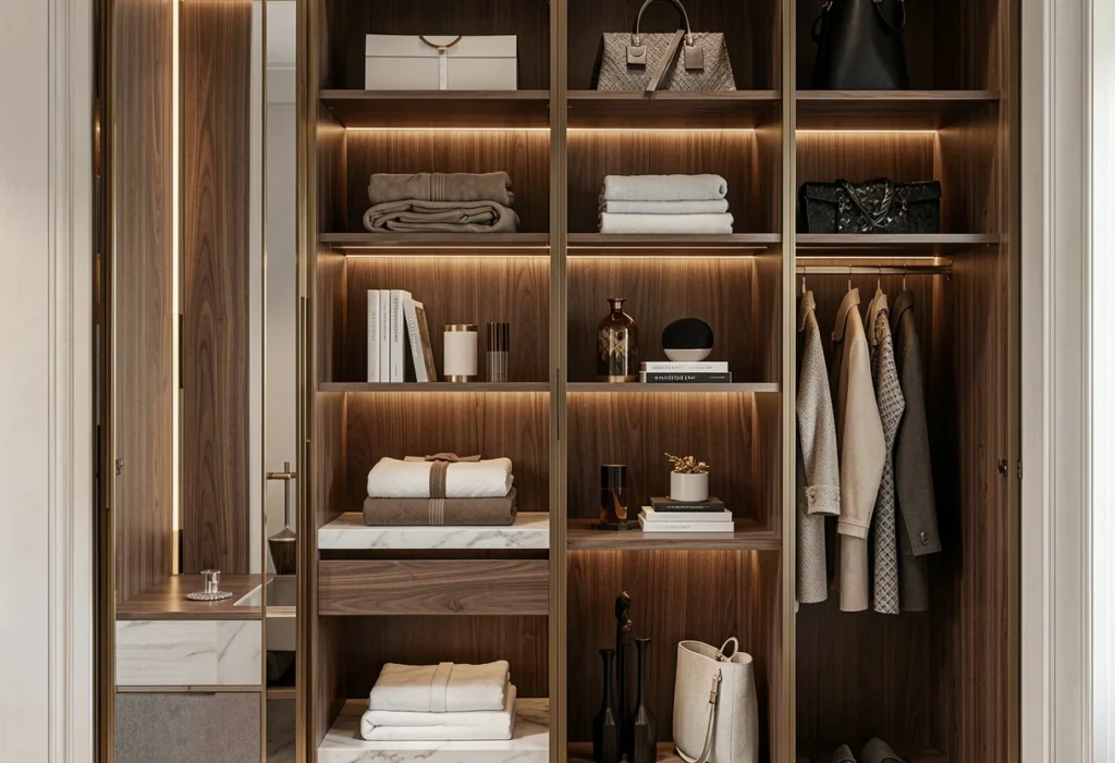 Smart storage solutions maximizes space while keeping the style.