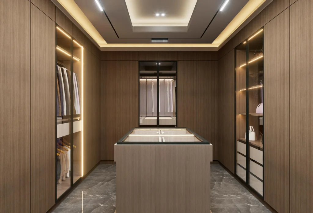 An image of a well-planned and well-designed custom closet.